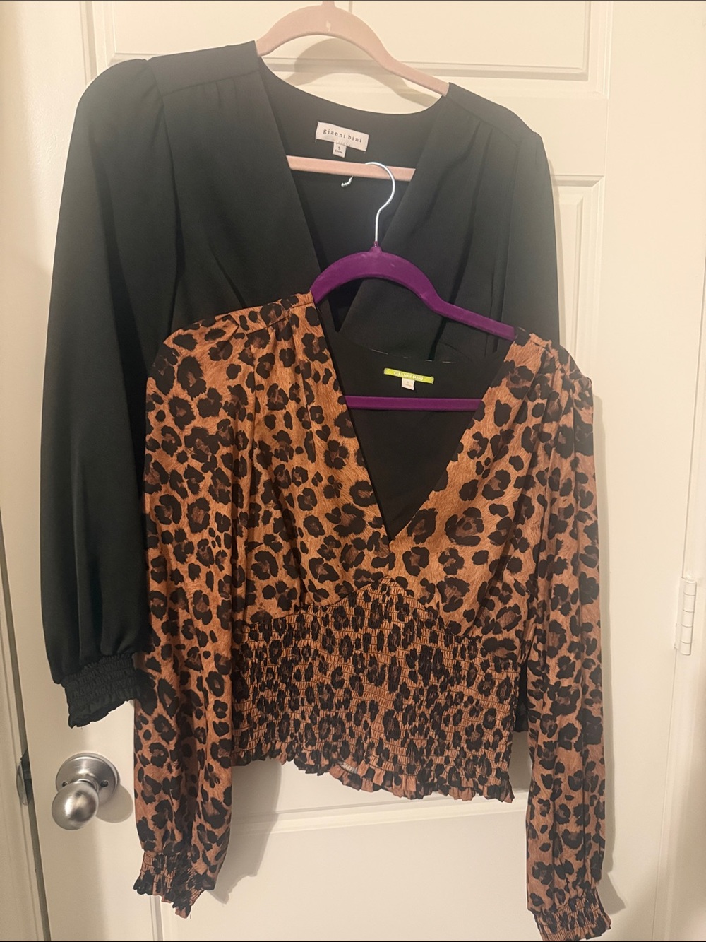 Gianni Bini Leopard Print Smocked Waist Blouse - Brown/Black